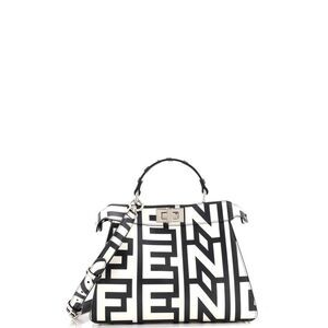 Fendi x Marc Jacobs Peekaboo ISeeU Bag Printed Leather Small Black, Print, White